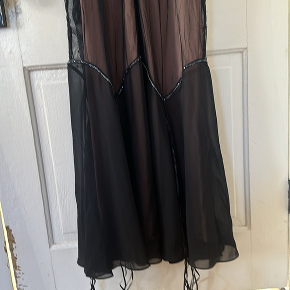 Betsey Johnson Vintage Y2K Sheer Black Over Beige Beaded Gown NWT - Picture 12 of 15